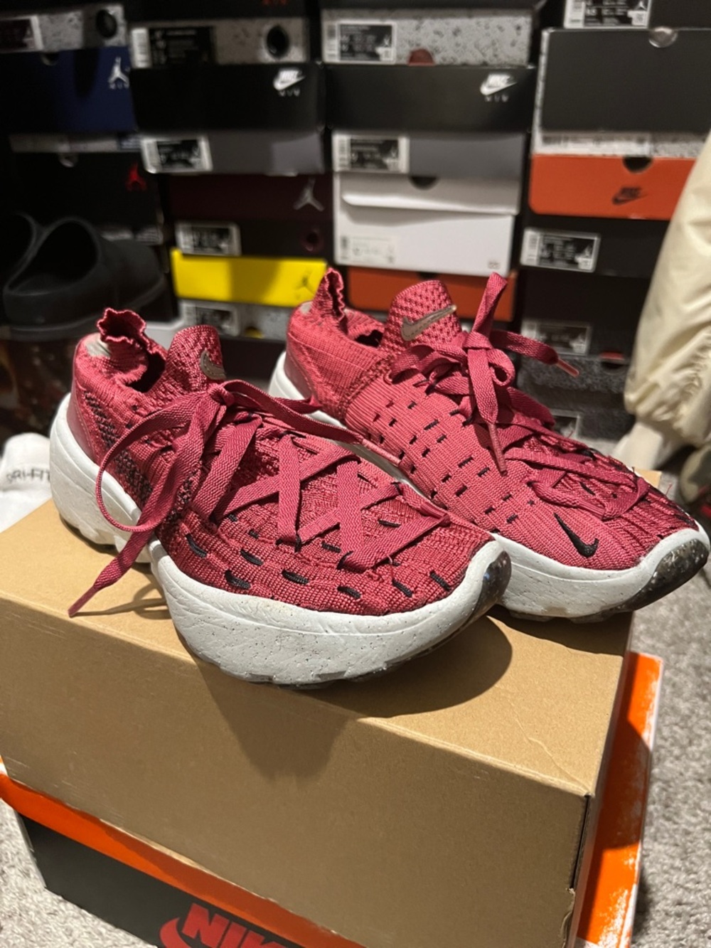 Nike Maroon Knit Slip-On Athletic Sneakers